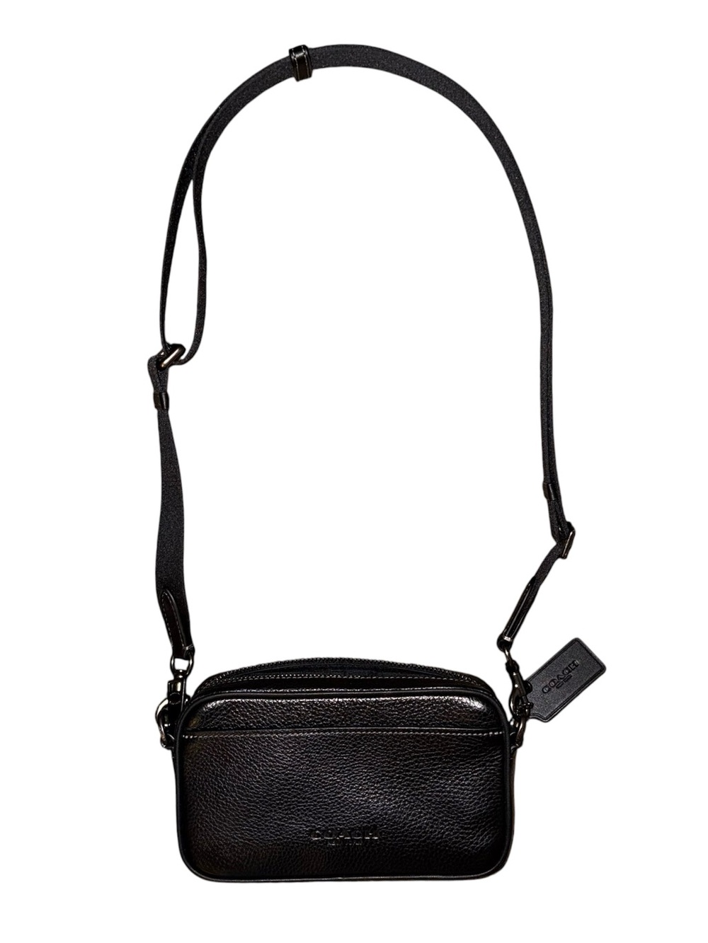 Coach Men Jayden Black Pebbled Leather Crossbody Bag